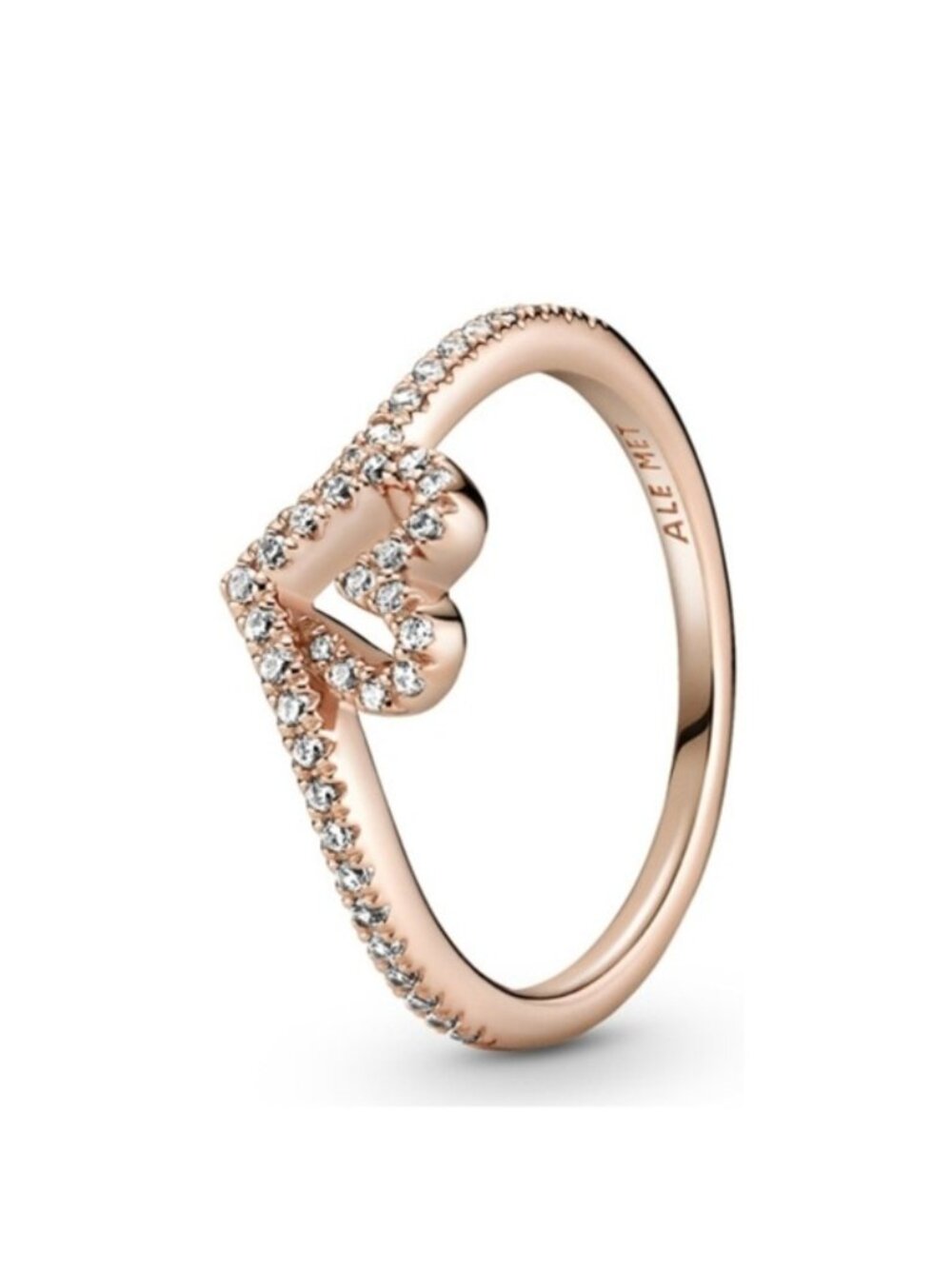 Pandora Rose Sparkling Wishbone Heart Ring w/ Clear Zirconia - 189302C01